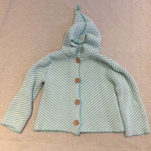 Like new organic cotton blue & white knit sweater